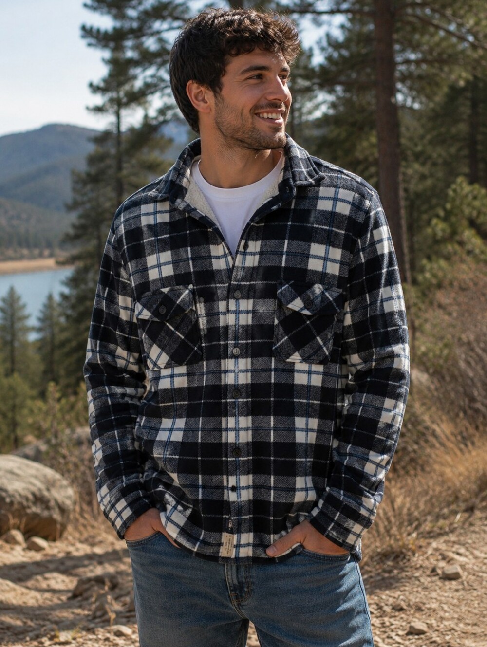 Flannel Jacket Freedom Foundry Sherpa Cabincore Mountain Outdoor Warm Large